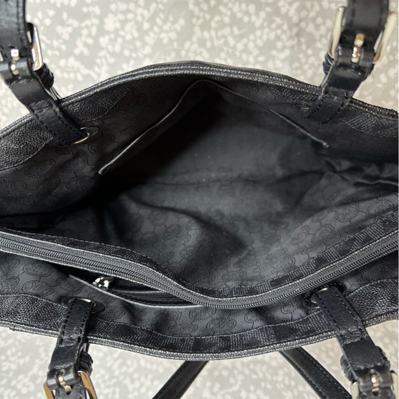 Michael Kors Jet Set Black Signiture Tote MK Logo Silver Logo and Hardware E1403 - Picture 6 of 7